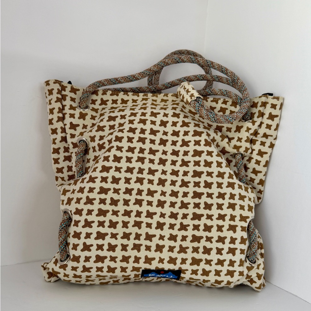 KAVU Butterfly Print Canvas Rope Strap Shoulder Bag Boho Outdoor Y2K
